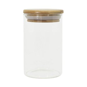 Pote de Vidro com Tampa de Bambu Oikos 250ml Hermético Redondo
