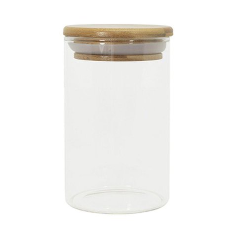 Pote de Vidro com Tampa de Bambu Oikos 250ml Hermético Redondo