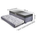 Ver imagem 2 de Bicama Box Solteiro Suede Cinza 88x188x28 Cm com Colchão Dual Firm Espuma e Colchão Auxiliar