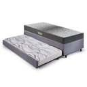 Ver imagem 3 de Bicama Box Solteiro Suede Cinza 88x188x28 Cm com Colchão Dual Firm Espuma e Colchão Auxiliar
