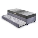 Ver imagem 4 de Bicama Box Solteiro Suede Cinza 88x188x28 Cm com Colchão Dual Firm Espuma e Colchão Auxiliar