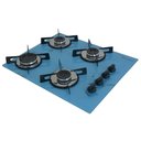 Ver imagem 1 de Cooktop Chamalar Bivolt Premium 4 Bocas Ultra Chama Vidro Temperado Marmorizado Azul