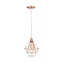 Ver imagem 2 de Kit 2 Luminárias Pendente Diamante Lustre Alumínio Retrô Cor:Rosé;Tamanho:P