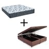 Cama Box Baú King 193 Tecido Sintético Marrom Com Colchão Alegro Bello Box Espuma D28 Cinza - 1