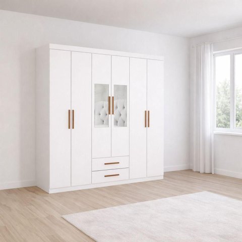 Guarda Roupa com 2 Espelhos e 6 Portas Platinum -grand Line