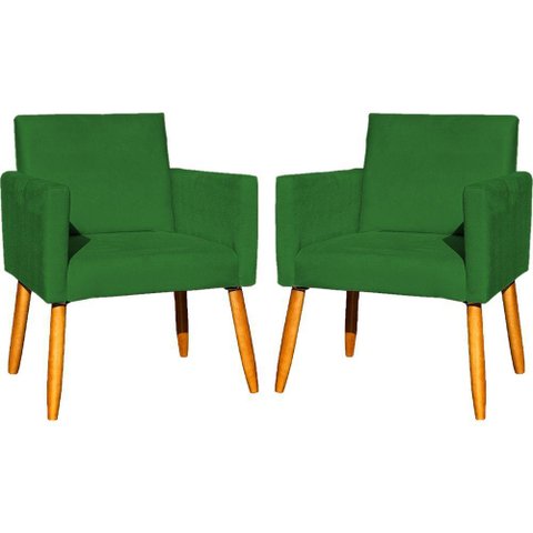 Kit 2 Poltronas Decorativa para Sala Nina Suede Cores Pé Palito 30cm Castanho - Suede