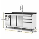 Ver imagem 2 de Gabinete Cozinha Mdf 1,94m Elegance com 8 Pés Pré-montado:branco /espelhado
