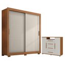 Ver imagem 1 de Guarda Roupa Casal Titanium 2 Portas com Cômoda Sapateira Versátil 4 Gavetas Cinamomo Areia Fosco-