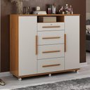 Ver imagem 7 de Guarda Roupa Casal Titanium 2 Portas com Cômoda Sapateira Versátil 4 Gavetas Cinamomo Areia Fosco-
