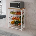 Ver imagem 1 de Fruteira Com Suporte Para Micro-Ondas Barcelona Aço Branco Cesto Preto Tampo Canela Cor: Preto