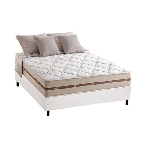 Cama Box Casal: Colchão Molas Anjos MasterPocket Ensacadas Classic + Base CRC Courano Branco(138x188