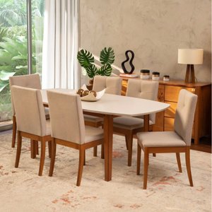 Conjunto Mesa Tiê e 6 Cadeiras Tiê Maxx CabeCasa MadeiraMadeira