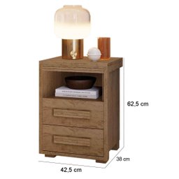 Mesa de Cabeceira 2 Gavetas Lóquio 100% Mdf - Casa Chick Castanho - 6