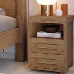 Mesa de Cabeceira 2 Gavetas Lóquio 100% Mdf - Casa Chick Castanho - 4