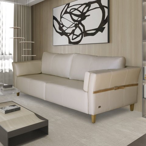 Sofá 3 Lugares 220cm Couro Legítimo Malibu 