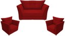 Ver imagem 1 de Kit Namoradeira + 2 Poltronas Decorativa Isis Suede Vermelho Pés Madeira Mz Decor