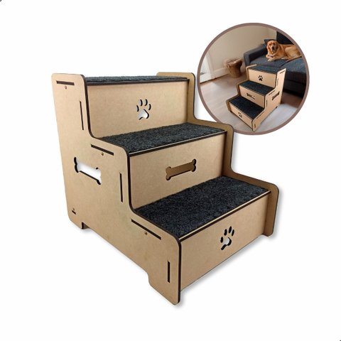 Escada Pet em Mdf Cru Escadinha para Cães Muito Resistente