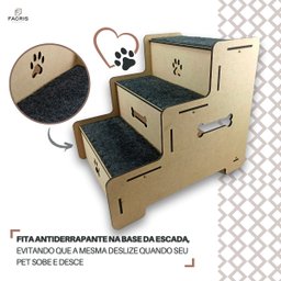 Escada Pet em Mdf Cru Escadinha para Cães Muito Resistente - 4