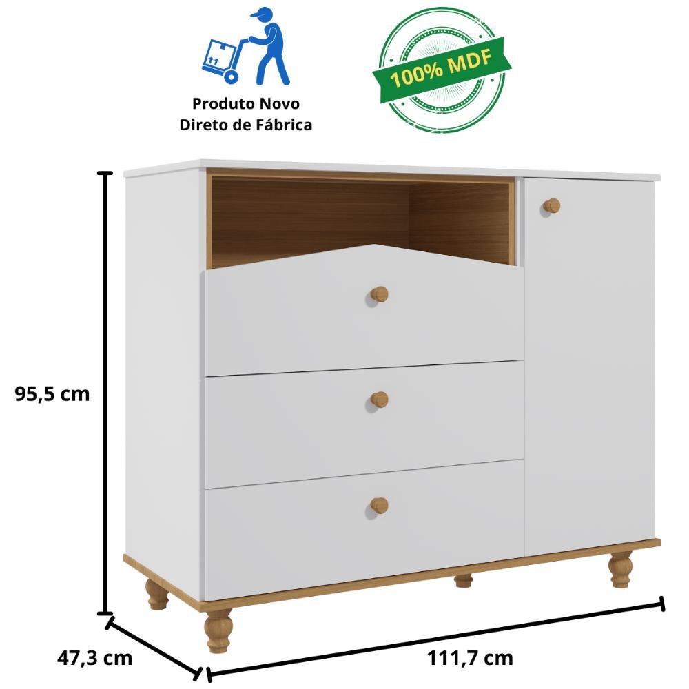 Quarto Bebê Completo Guarda Roupas 4 Portas Cômoda 1 Porta 100% Mdf - 6