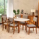 Ver imagem 1 de Conjunto Mesa de Jantar e 6 Cadeiras Tiê CabeCasa MadeiraOriginals Cinza/Amêndoa