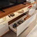 Ver imagem 3 de Bancada Imperiale para TV até 75" com LED Portas em MDF Usinado Gaveta Telescópica e Pés de Ferro