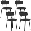 Ver imagem 1 de Kit 04 Cadeiras Decorativas Estofada Para Sala De Jantar Barcelona L02 Facto Preto - Lyam Decor