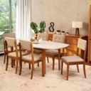 Ver imagem 1 de Conjunto Mesa de Jantar e 6 Cadeiras Tiê CabeCasa MadeiraOriginals Bege/Amêndoa/Off White