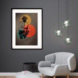 Quadro Decorativo Jazz Cartoon 60x48cm:madeira Preta - 1