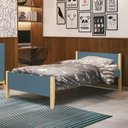 Ver imagem 2 de Cama Solteiro Simba Areia Fosco com Pés Madeira Natural e Colchão D33 - Reller Móveis