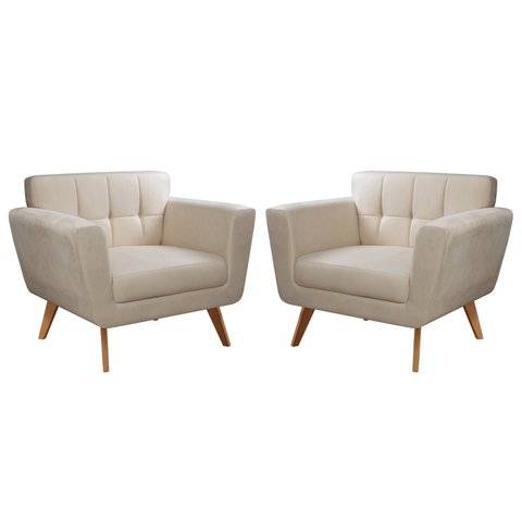 Conjunto 2 Poltronas Bruna Estilo Living Moderna Decoração Sala Recepção