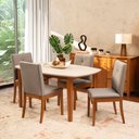 Ver imagem 1 de Conjunto Mesa de Jantar e 4 Cadeiras Tiê Maxx CabeCasa MadeiraOriginals Cinza/Amêndoa/Off White