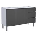 Ver imagem 1 de Gabinete para Cozinha Ga em Aço 1.46 Cm com Puxadores e Pés em Aluminío 3 Gavetas com Corrediças Tel