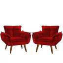 Ver imagem 3 de Kit 2 Poltrona Opala Vermelha Suede Decorativa para Sala Escritório Biselos-decor