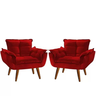Kit 2 Poltrona Opala Vermelha Suede Decorativa para Sala Escritório Biselos-decor - 3