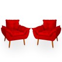 Ver imagem 1 de Kit 2 Poltrona Opala Vermelha Suede Decorativa para Sala Escritório Biselos-Decor