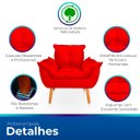 Ver imagem 7 de Kit 2 Poltrona Opala Vermelha Suede Decorativa para Sala Escritório Biselos-Decor