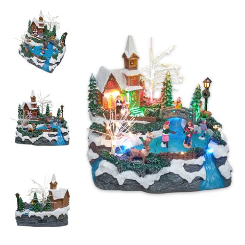 Enfeite Vilarejo Natalino Natal Musica Decoracao de Mesa Cenario Aparador Estante Sala Loja Vitrine 