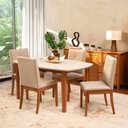 Ver imagem 1 de Conjunto Mesa de Jantar e 4 Cadeiras Tiê Maxx CabeCasa MadeiraOriginals Bege/Amêndoa/Off White