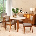 Ver imagem 1 de Conjunto Mesa de Jantar e 4 Cadeiras Tiê CabeCasa MadeiraOriginals Cinza/Amêndoa/Off White