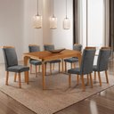 Ver imagem 1 de Mesa de Jantar Liz 180 cm Tampo MDF Laminado Canto Copo com 6 Cadeiras Aline