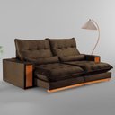 Ver imagem 2 de Sofa Retratil e Reclinavel Capri 290cm Kc Rei de Casa Veludo Marrom