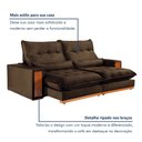 Ver imagem 5 de Sofa Retratil e Reclinavel Capri 290cm Kc Rei de Casa Veludo Marrom