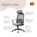 Ver imagem 2 de Cadeira de Escritorio Ergonômica Presidente Nr17 Modelo Ergopro One: Cinza/preto