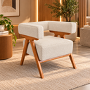 Ver imagem 1 de Poltrona Decorativa Mirela Bouclé Confortável Sala e Quarto: Bege
