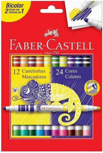 Hidrografica Bicolor 12 Canetas/24 Cores Faber Castell