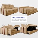 Ver imagem 5 de Sofá Baú sem Caixa Retrátil 1,80m Softgel Petit Boucle Caramelo Cama Inbox
