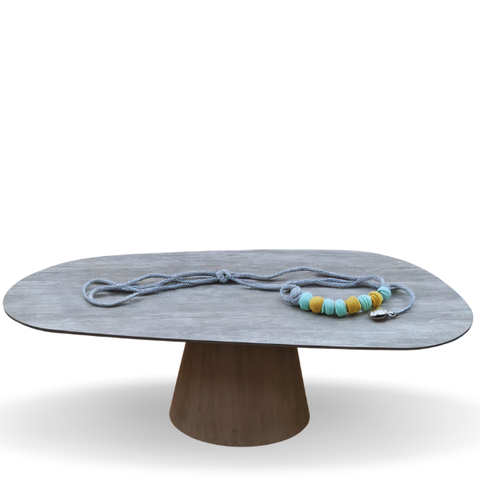 Mesa Oval Organica em Cimento 235x122cm Modelar Moveis Mesa de Jantar Orgânica