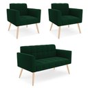 Ver imagem 1 de Namoradeira e 2 Poltronas Pé Palito Natural Elisa Bouclê Verde D03 - D'Rossi