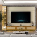 Ver imagem 7 de Estante Home para TV até 85 Polegadas com LED Vidro Reflecta e Portas Rattan 100% MDF 217,6CMX255,2cm Luminare Native Off White