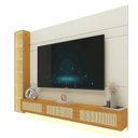 Ver imagem 4 de Estante Home para TV até 85 Polegadas com LED Vidro Reflecta e Portas Rattan 100% MDF 217,6CMX255,2cm Luminare Native Off White